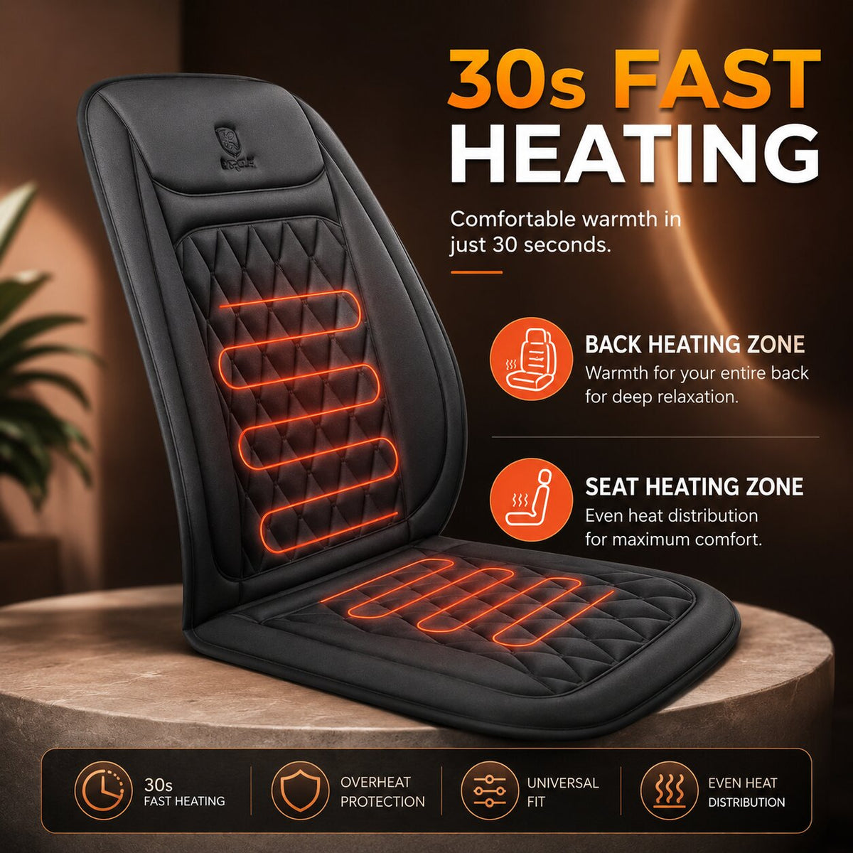 Funda de asiento de coche con calefacción y control de temperatura