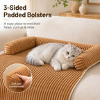 Funda de sofá de pana con 3 lados para perros y gatos – Protector antideslizante con bordes acolchados para sofás y sill