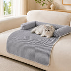 Funda de sofá de pana con 3 lados para perros y gatos – Protector antideslizante con bordes acolchados para sofás y sill