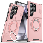 Funda para Samsung Galaxy Serie S con anillo magnético, soporte y tapa deslizante para cámara, antigolpes y compatible c