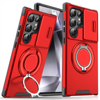 Funda para Samsung Galaxy Serie S con anillo magnético, soporte y tapa deslizante para cámara, antigolpes y compatible c