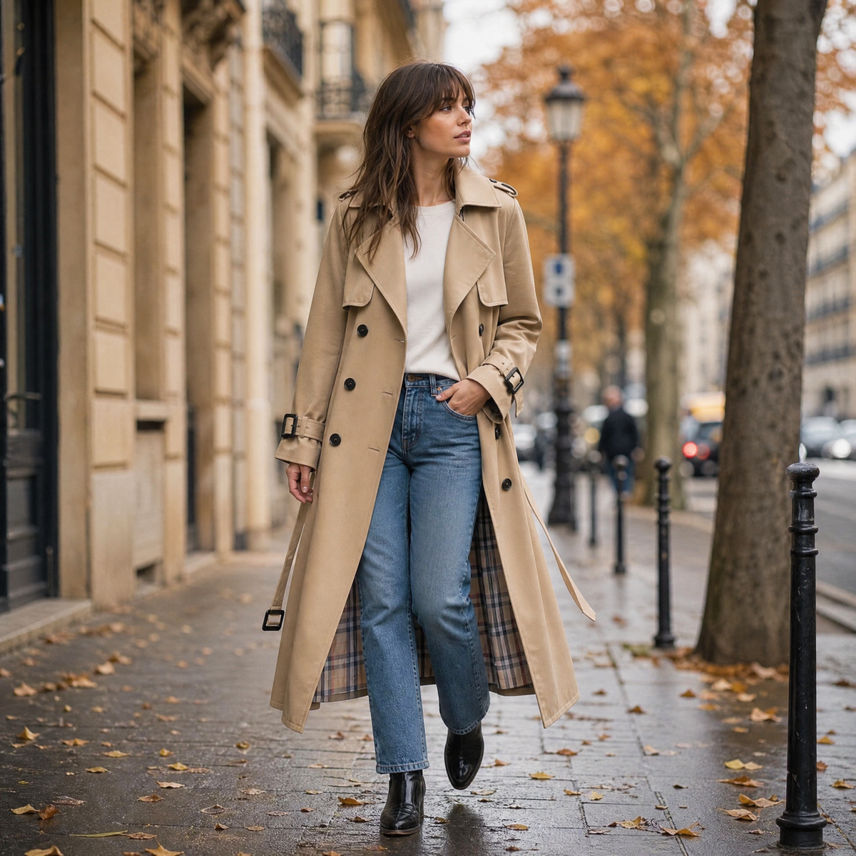 Gabardina de mujer larga cruzada con cinturón, hombreras y forro de cuadros, trench clásica en 7 colores, tallas XS a 3X