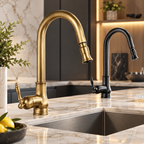 Grifo de cocina extraíble con rociador flexible y diseño abatible