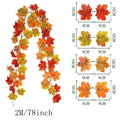 Guirnalda de hojas de otoño con hojas de arce artificiales, 2 metros, hojas de tela y plástico de 9-10 cm para puertas, 