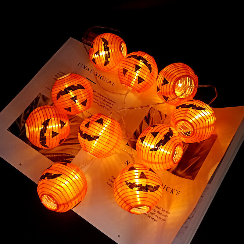 Guirnalda de luces LED con calabazas de Halloween, impermeable para exterior, decoración de porche, jardín y fiestas