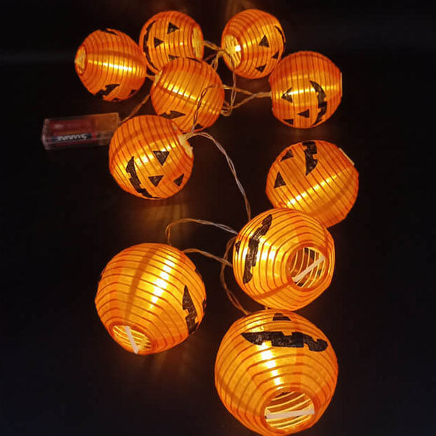 Guirnalda de luces LED con calabazas de Halloween, impermeable para exterior, decoración de porche, jardín y fiestas