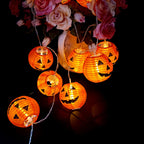 Guirnalda de luces LED con calabazas de Halloween, impermeable para exterior, decoración de porche, jardín y fiestas