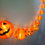 Guirnalda de luces LED con calabazas de Halloween, impermeable para exterior, decoración de porche, jardín y fiestas