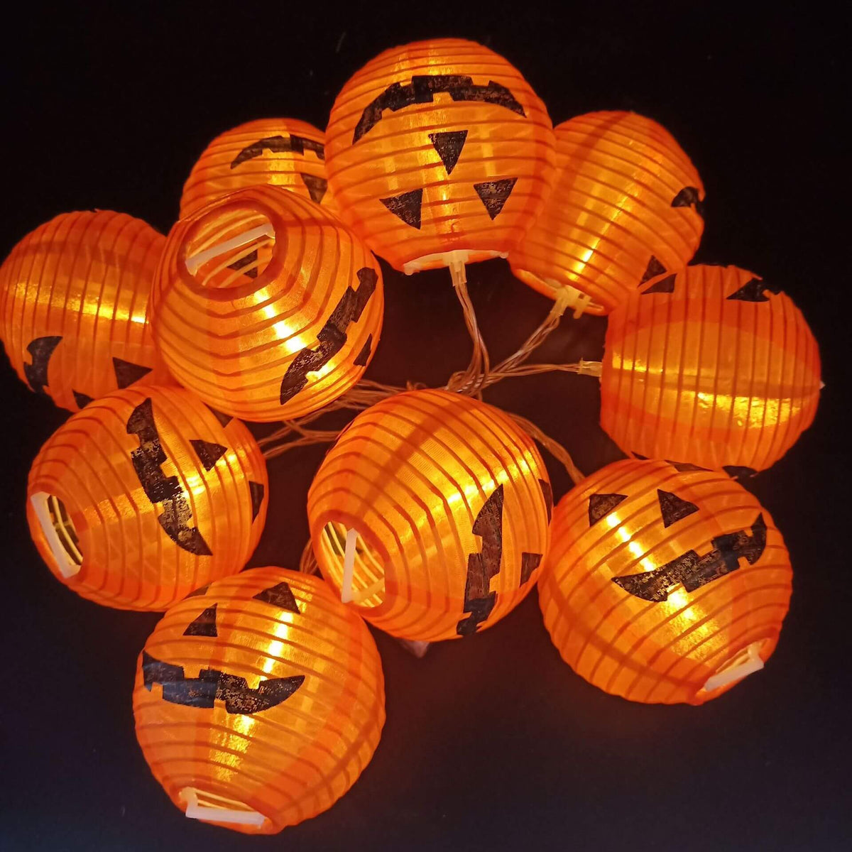 Guirnalda de luces LED con calabazas de Halloween, impermeable para exterior, decoración de porche, jardín y fiestas