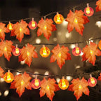 Guirnalda de luces LED con hojas de arce otoñales a pilas para decoración de Halloween, Acción de Gracias y dormitorio