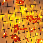 Guirnalda de luces LED con hojas de arce otoñales a pilas para decoración de Halloween, Acción de Gracias y dormitorio
