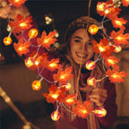 Guirnalda de luces LED con hojas de arce otoñales a pilas para decoración de Halloween, Acción de Gracias y dormitorio