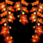 Guirnalda de luces LED con hojas de arce otoñales a pilas para decoración de Halloween, Acción de Gracias y dormitorio