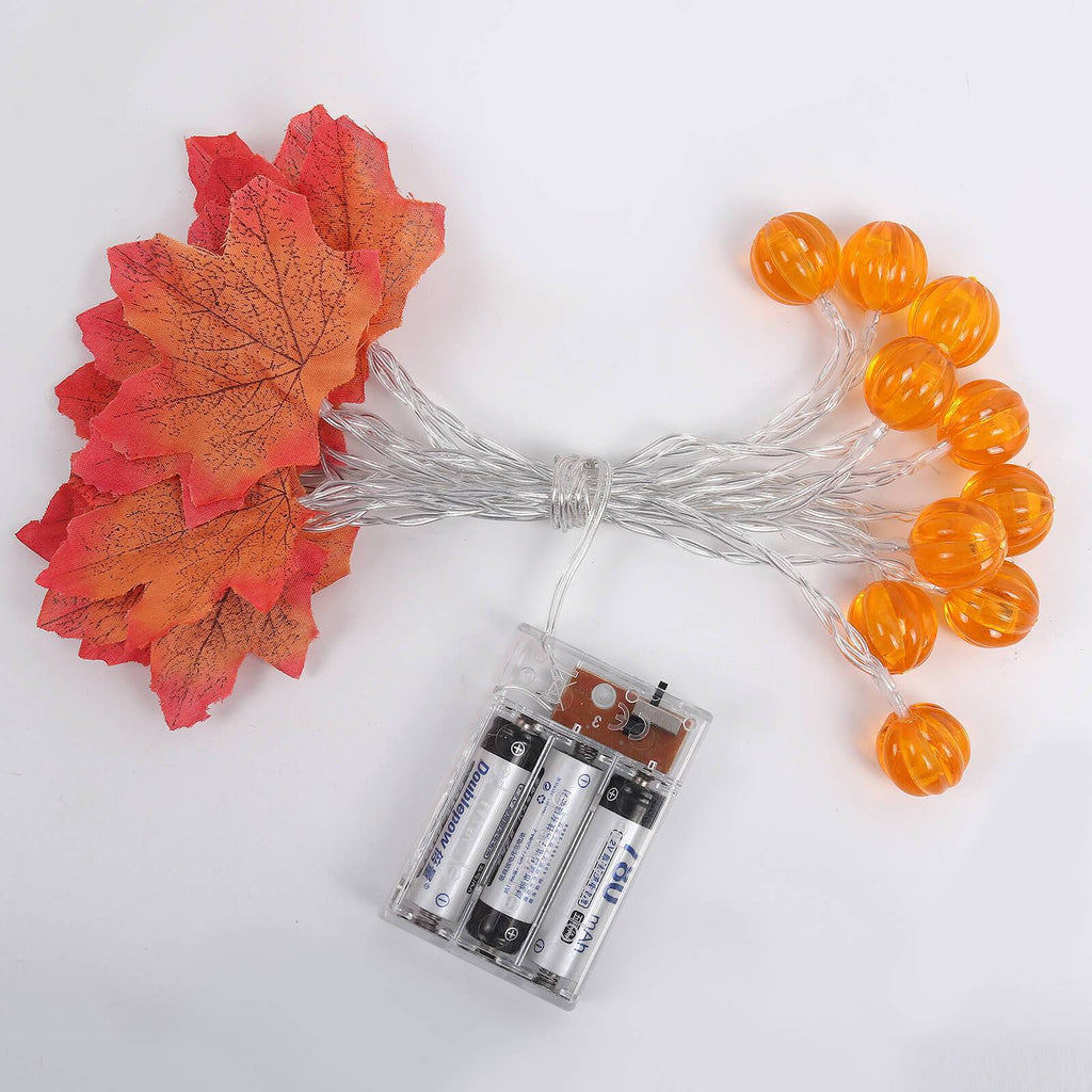 Guirnalda de luces LED con hojas de arce otoñales a pilas para decoración de Halloween, Acción de Gracias y dormitorio