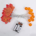 Guirnalda de luces LED con hojas de arce otoñales a pilas para decoración de Halloween, Acción de Gracias y dormitorio