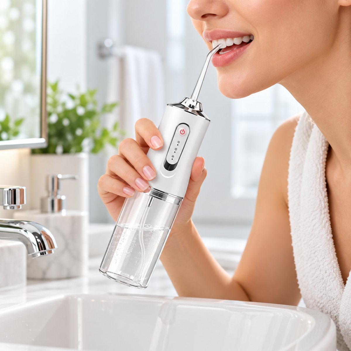 Irrigador dental inalámbrico recargable con boquillas reemplazables