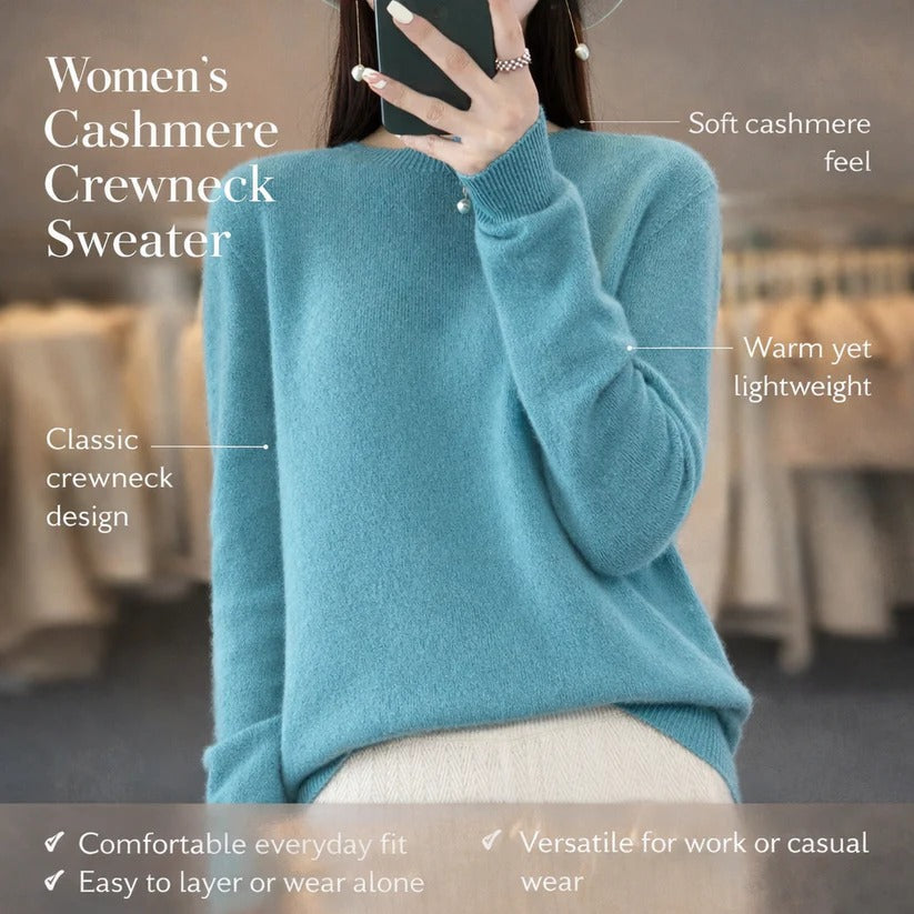 Jersey de cachemir de cuello redondo para mujer - Estilo pullover
