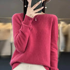 Jersey de cachemir de cuello redondo para mujer - Estilo pullover