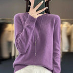 Jersey de cachemir de cuello redondo para mujer - Estilo pullover