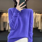 Jersey de cachemir de cuello redondo para mujer - Estilo pullover