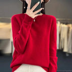 Jersey de cachemir de cuello redondo para mujer - Estilo pullover