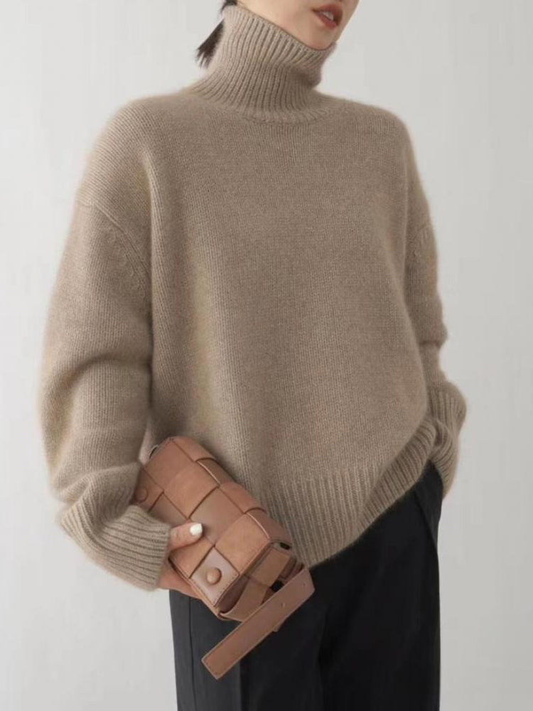 Jersey de cuello alto de cachemir para mujer