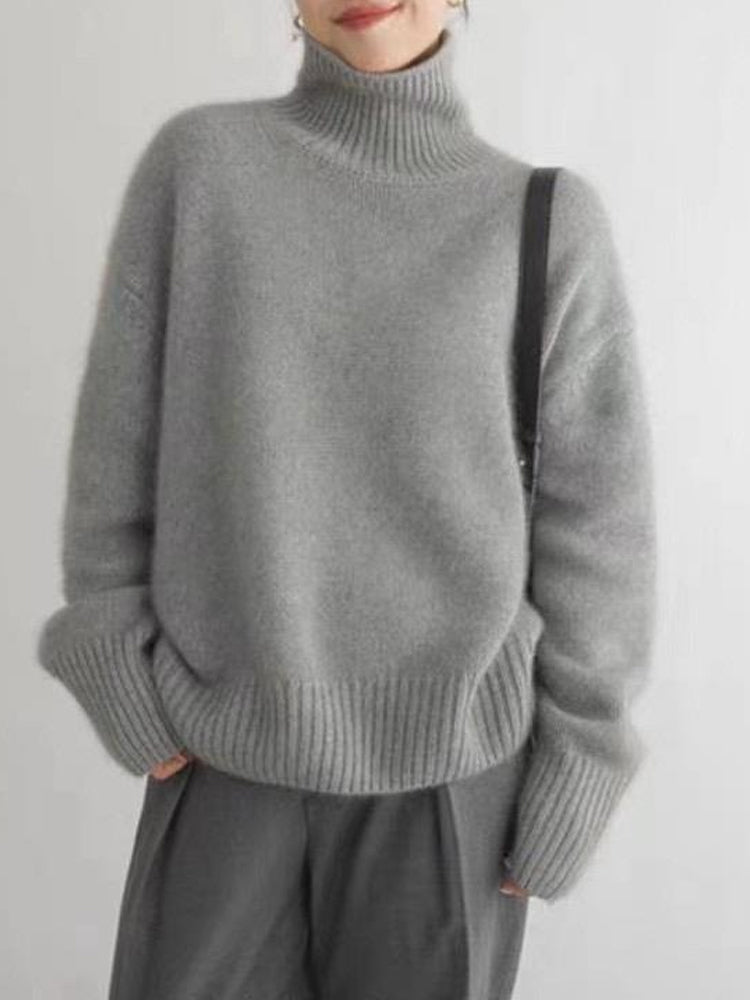 Jersey de cuello alto de cachemir para mujer