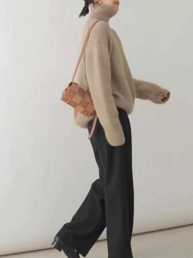 Jersey de cuello alto de cachemir para mujer