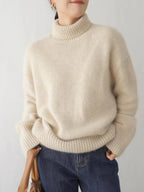 Jersey de cuello alto de cachemir para mujer