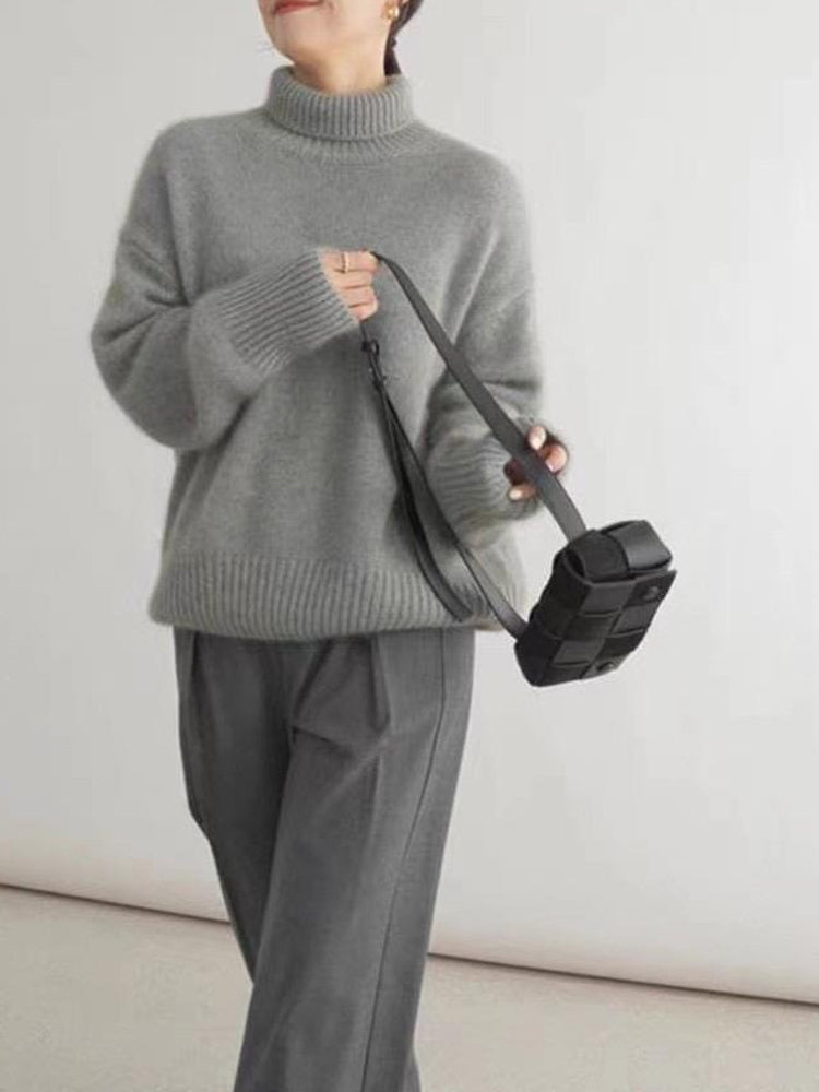 Jersey de cuello alto de cachemir para mujer