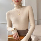 Jersey de cuello alto de cachemir para mujer – corte ajustado