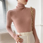Jersey de cuello alto de cachemir para mujer – corte ajustado