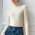 Jersey de cuello alto de cachemir para mujer – corte ajustado