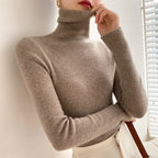 Jersey de cuello alto de cachemir para mujer – corte ajustado