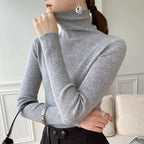 Jersey de cuello alto de cachemir para mujer – corte ajustado