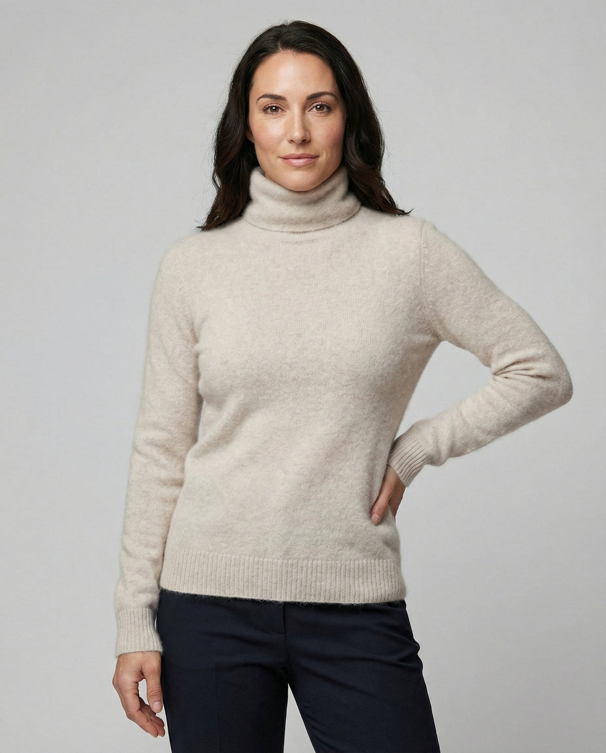 Jersey de cuello alto de cachemir suave para mujer