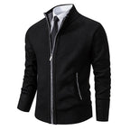 Jersey de lana merina con cremallera completa y cuello alto para hombre