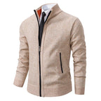 Jersey de lana merina con cremallera completa y cuello alto para hombre