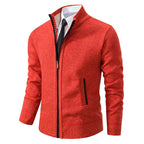 Jersey de lana merina con cremallera completa y cuello alto para hombre