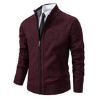 Jersey de lana merina con cremallera completa y cuello alto para hombre