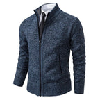 Jersey de lana merina con cremallera completa y cuello alto para hombre