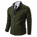 Jersey de lana merina con cremallera completa y cuello alto para hombre