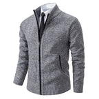 Jersey de lana merina con cremallera completa y cuello alto para hombre