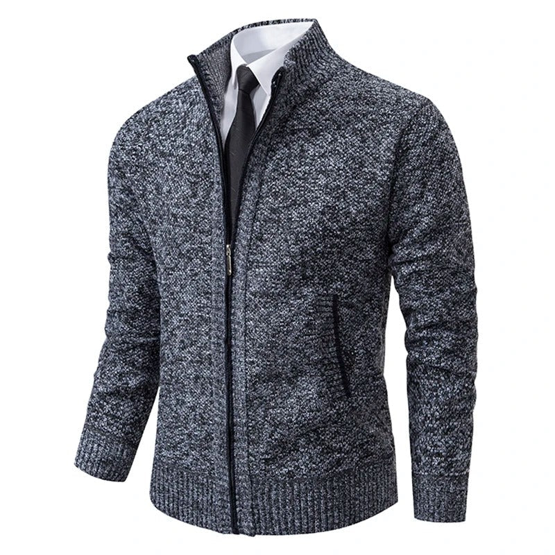 Jersey de lana merina con cremallera completa y cuello alto para hombre