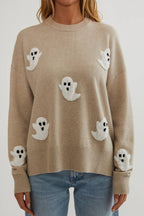 Jersey con apliques de fantasmas para mujer - Jersey de manga larga acogedor