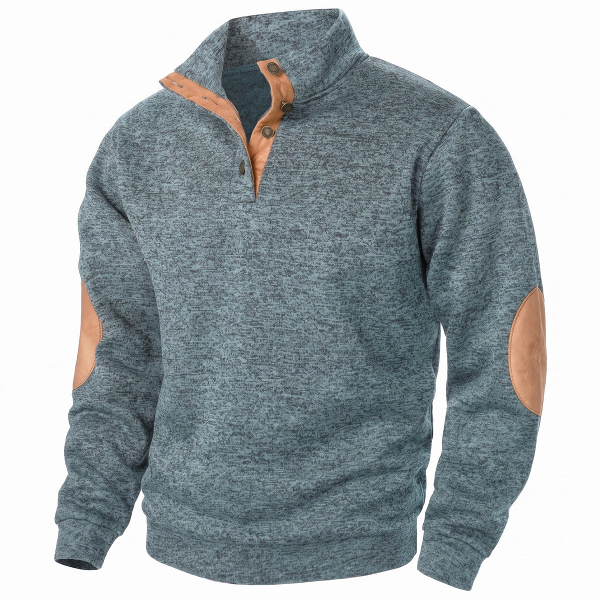 Jersey de punto con cuello alto y botonadura para hombre