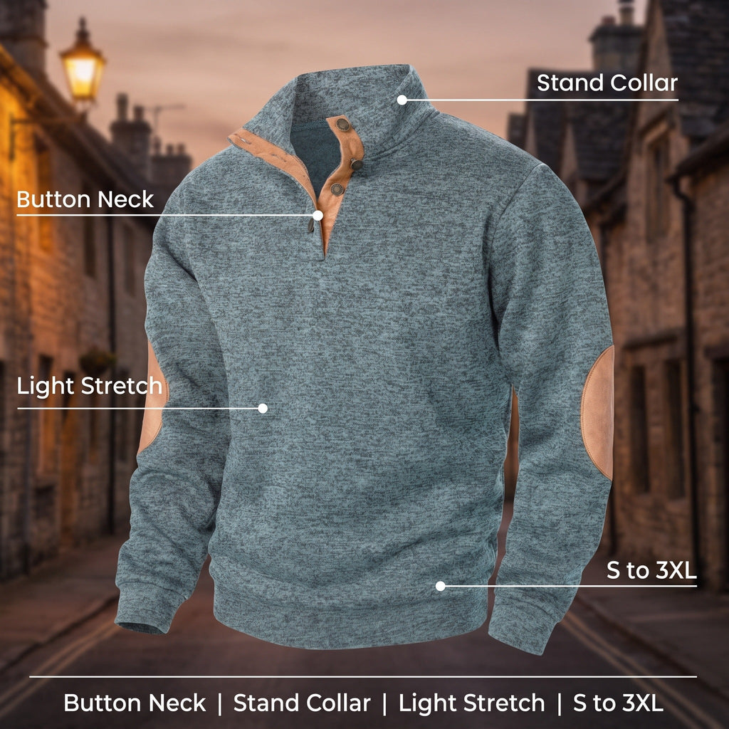 Jersey de punto con cuello alto y botonadura para hombre