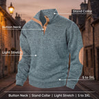Jersey de punto con cuello alto y botonadura para hombre