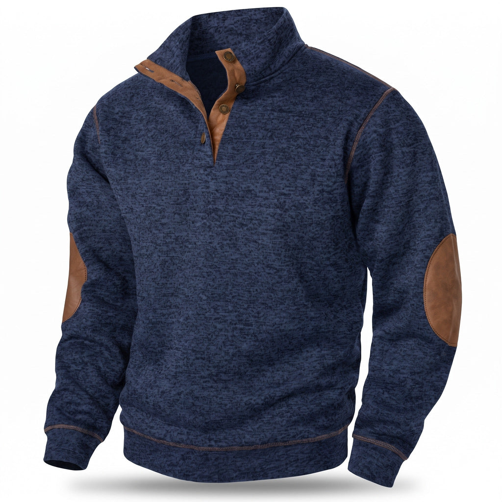 Jersey de punto con cuello alto y botonadura para hombre