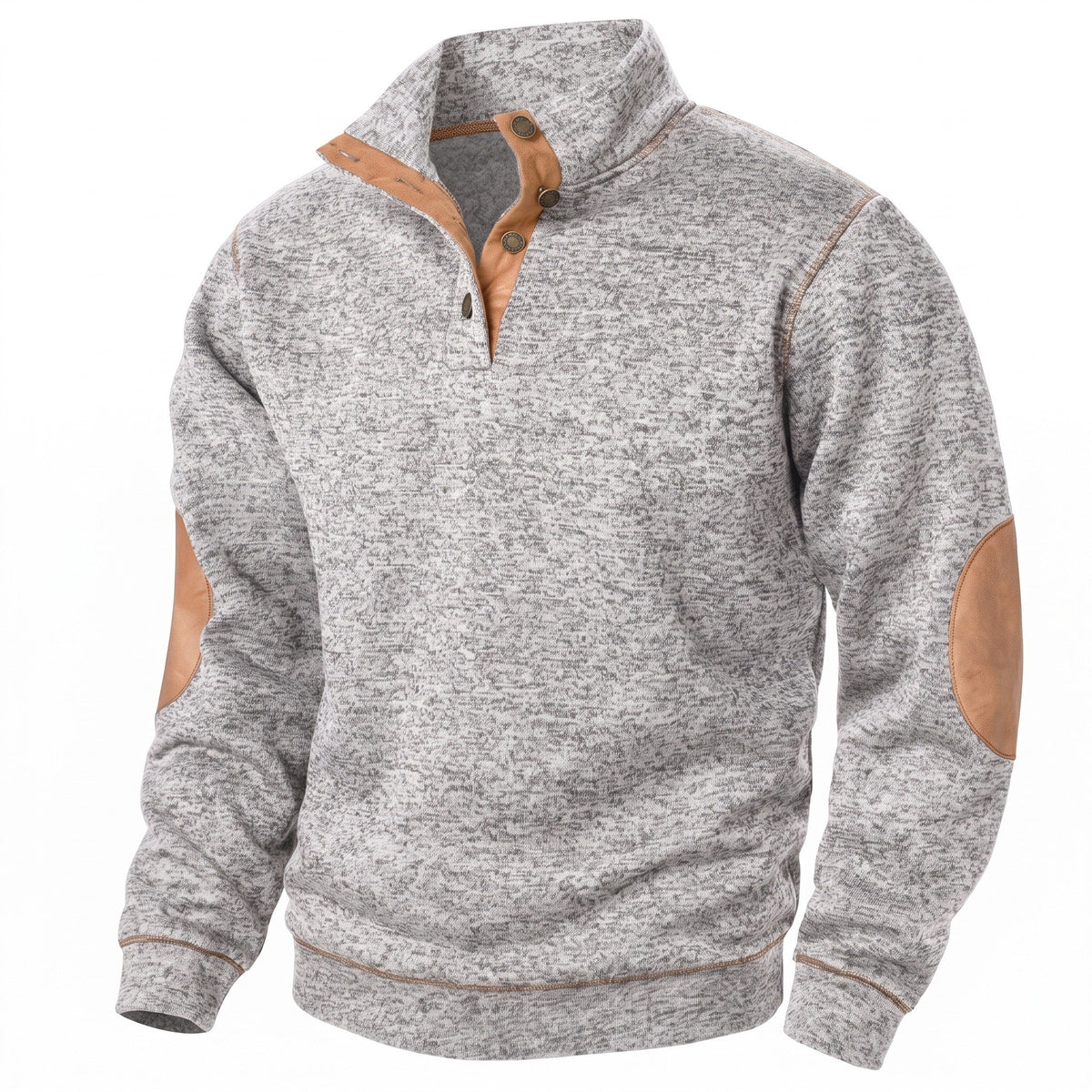 Jersey de punto con cuello alto y botonadura para hombre